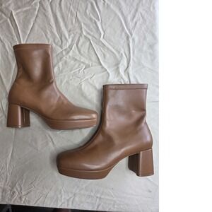 Women's Aerosoles Sussex Platform Ankle Boot Tan Leather Size 10